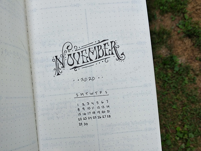 November 2020 calendar custom design graphic hand lettering illustration ink lettering typography