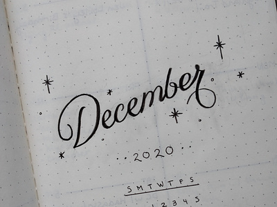 December 2020 calendar custom design graphic hand lettering illustration ink lettering typography