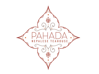 Pahada Nepalese Teahouse Logo Design branding clean design font graphic illustration line drawing line work logo ornate restaurant sans serif simple type typography