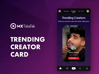 Trending Creator Cards on MX TakaTak app design cards creators mx player mx takatak short video app takatak