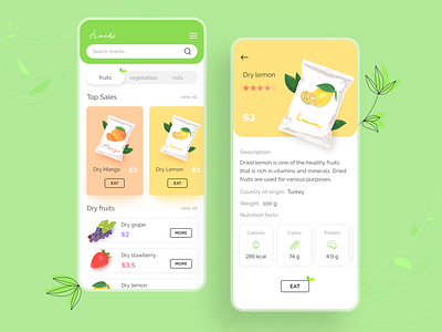 Healthy Snacks App app design e commerce food food app health care interface mobile design product design shop ui ux