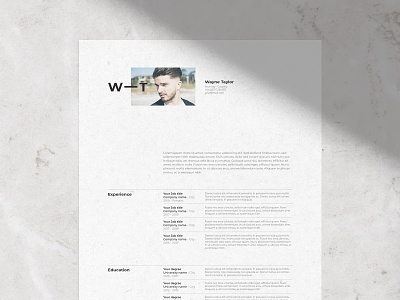 Wayne | CV / resume template a4 clean creative cv creativemarket curriculum vitae cv minimal modern resume resume template