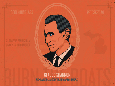 Claude Shannon Portrait for Coolhouse Labs claude shannon currency guilloche michigan portrait