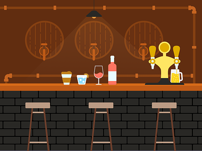 Pub illustration bar beer bottle club design draft beer illustration pub shot vector vine