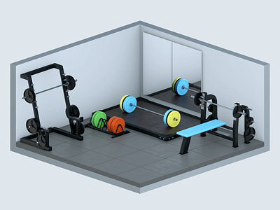 Powerlifting gym 3d 3d art bodybuilding c4d cinema4d fitness gym interior isometric powerlifting render workout
