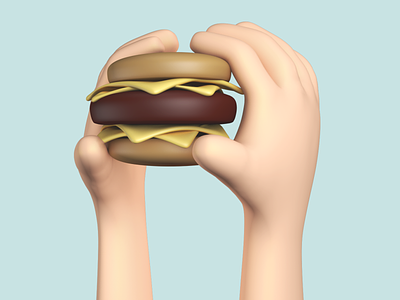 Burger 3d 3d art 3d artist burger c4d cinema4d hands render rendered