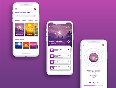Meditation Music App UI Design branding illustration ui ux