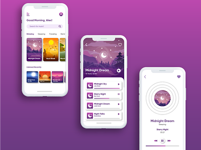 Meditation Music App UI Design