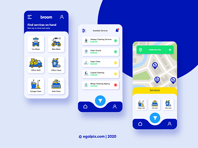 Broom Cleaning Mobile App UI/UX Design