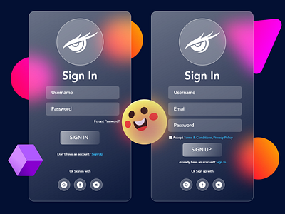 Glassmorphism Sign In & Sign Up page design