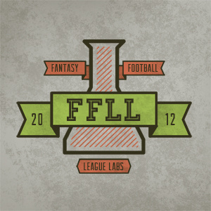 Fantasy Football League Labs banner beaker flask green identity orange ribbon science texture