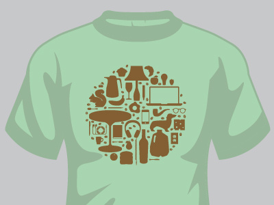 Java Life coffee collage illustration mint shirt shop silhouette vector