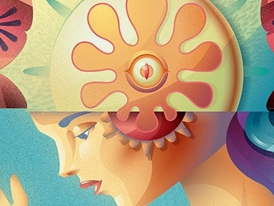 Helmet eye illustration organic vector