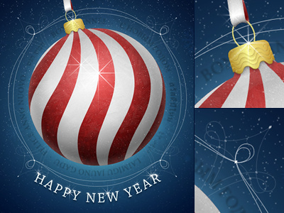 Happy New Year adobe fireworks blue holiday new year ornament red snow white