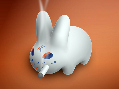 Smorkin Labbit 3d blue fireworks illustration labbit orange rabbit smoke smokin stereo toy vector