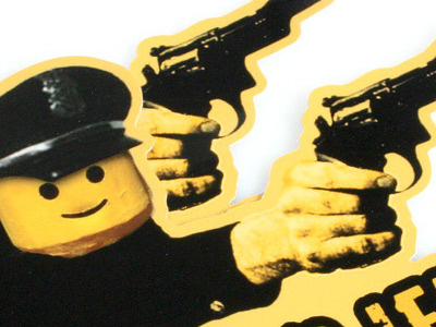 EverythingLeaks Stickers 2 cop gun halftone lego police retro screen stickers