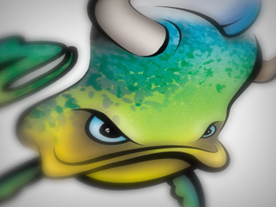 Matador Mascot Design bull cartoon dolphin illustration mahi mahi mascot rendering