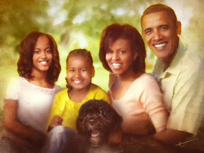 President Barack Obama Family Portrait air barack canvas digital family force obama one painting portrait potus president states united