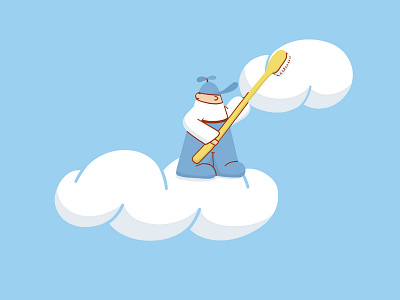 Clouds grooming adobe illustrator adobe photoshop angel blue brush character design cleaning cloud flat grooming heaven illustration illustrator toothbrush vector