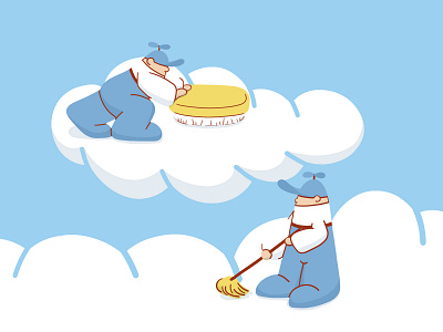 Clouds grooming adobe illustrator angel blue broom character design cleaning clouds flat graphic design grooming heaven illustration illustrator mop sky vector water