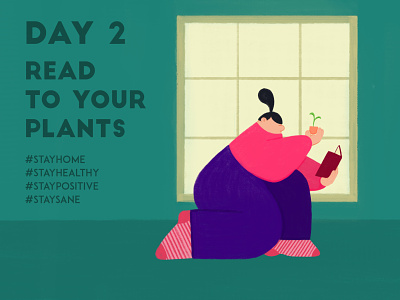 DAY 2 - Read to your plants adobe photoshop book character character design covid 19 design illustration illustrator plant illustration plants quarantine reading stay home stay safe violet window