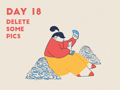 DAY 18 - Delete some pics character design cleaning cloud delete design flat grain graphic design illustration illustrator online photos pictures product illustration quarantine stay home stay safe
