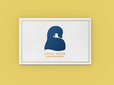 Little Raven Kindergarten bird bird logo blue business card card care gold graphic design illustration kids kindergarten logo logotype love protection raven vector white wings yellow