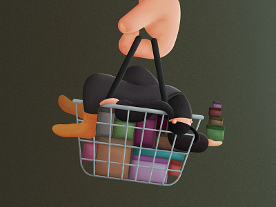 Black Friday Fever adobe illustrator adobe photoshop basket black black friday character design flat gift grain graphic design illustration illustrator photoshop present sales shopping tired vector