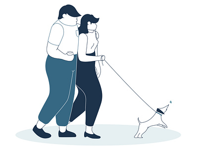 Short story of water fountain adobe illustrator blue couple date design dog flat fountain graphic design illustration illustrator leash linework love tap water vector walk water