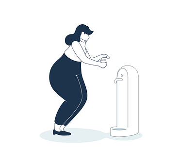 Short story of drinking fountain adobe illustrator blue character design flat fountain graphic design illustration illustrator love tap vector water