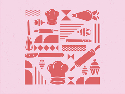 Grace's Bakes Iconography Pattern 1 branding design icon illustration illustrator retro retro design vector