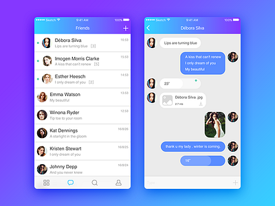 chat page by xavier on Dribbble