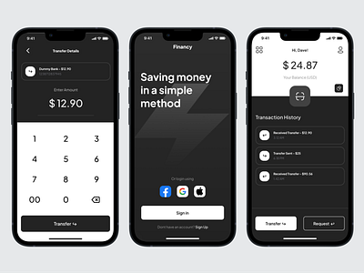 Financy - Financial Management Application - Mobile UI Design design finance logo minimal mobile app design mobile ui mobile ux money ui ux vector