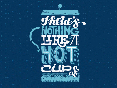 Hot Coffee coffee french press illustration typography