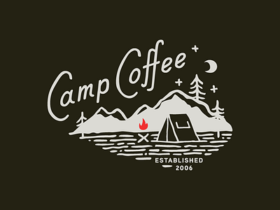 Camp Coffee camp camping coffee fire illustration night tent