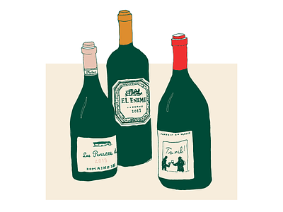 Three's Company bottles illustration minimal thosecolorstho wine