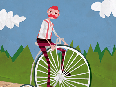 Penny Farthing bike forest illustration mountain man moustache penny farthing