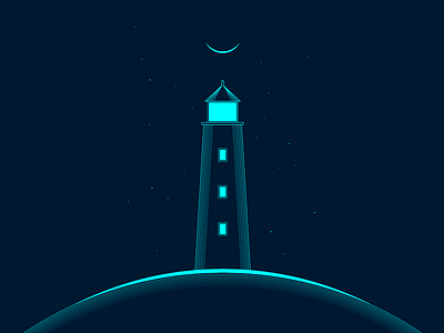 The Lighthouse darkness geometric graphic illustration ireland light lighthouse lines linework minimal moon moonlight