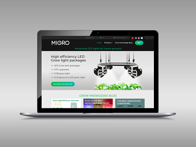Migro website homepage homepage led light product shop ui web webdesign website website design