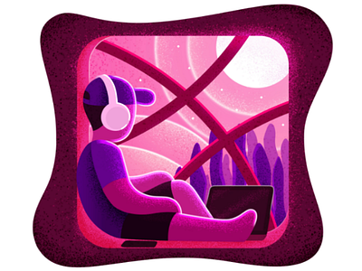 Hello Dribbble! Thank You @JonAnto :) window moon light night sky boy