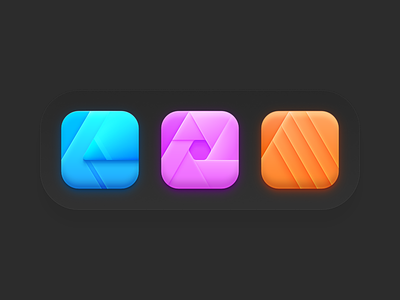 Affinity Suite Icons for macOS Big Sur affinity apps affinity icons affinitydesigner big sut bigsur icons macos big sur madeinaffinity neomorphism