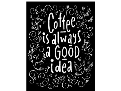 Coffee chalkboard lettering design.