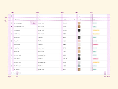 Concrete table component building component concrete construction dark mode design system figma filter library list real estate table ui ux webdesign