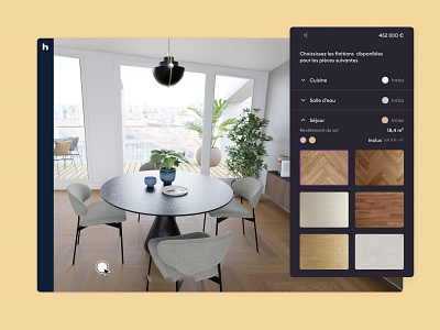 Finishes Picker 3d architecture concrete covering dark mode finishes floor flooring habx home house real estate texture ui ux webdesign wood