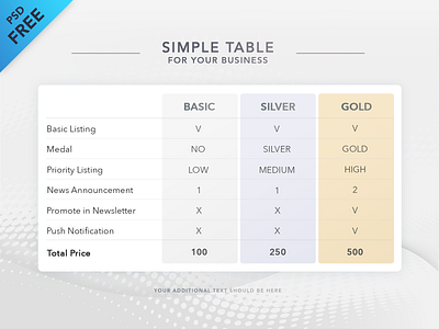 Free Table Template business clean design flat free freebie interface presentation template psd template web