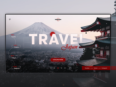 Lonely Planet adventure asia city concept design free free psd freebie inspiration japan nature red travel ui ux