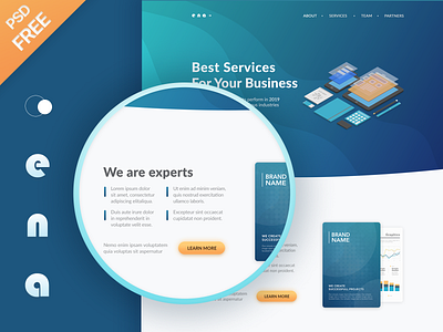 FREE Landing Page I UI blue business clean corporate design free free psd freebie landing landing page psd template ui web