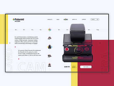 Polaroid brand clean creative design history interface photo polaroid shop ui ux web