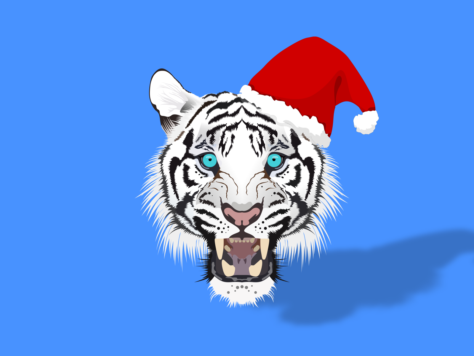 tiger in santa hat