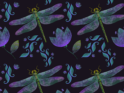 seamless pattern dragonfly_2